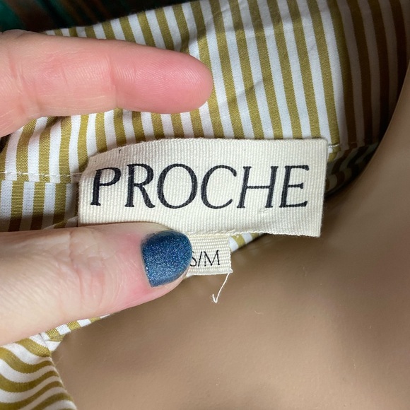 Proche 100% Cotton Color Blocked Striped Shirt Dress - Picture 5 of 6